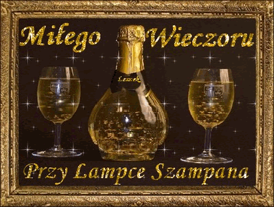 Szampan ze złotym napisem miłego wieczoru